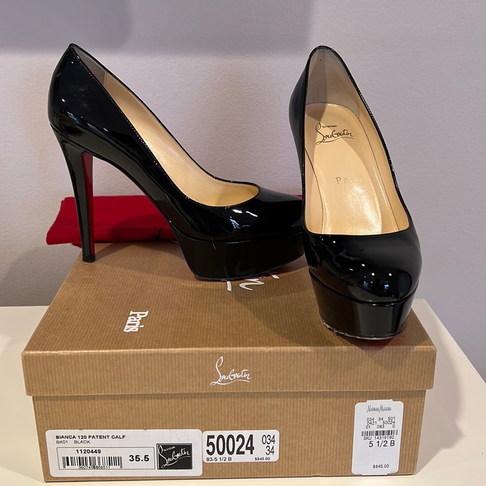 Like NEW- Louboutin Bianca 120 patent calf